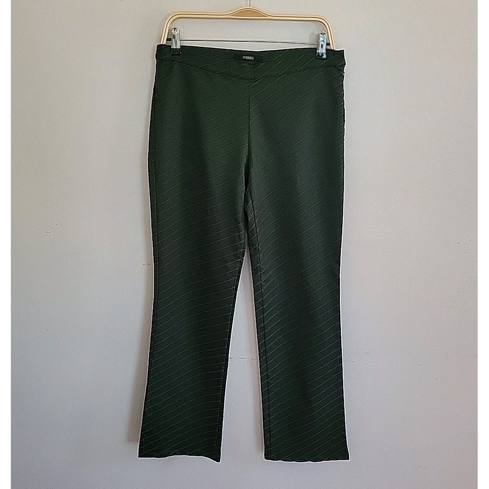 Ferre Jeans Vintage‎ Trouser Pants 30 Green Monogram Textured Straight Leg